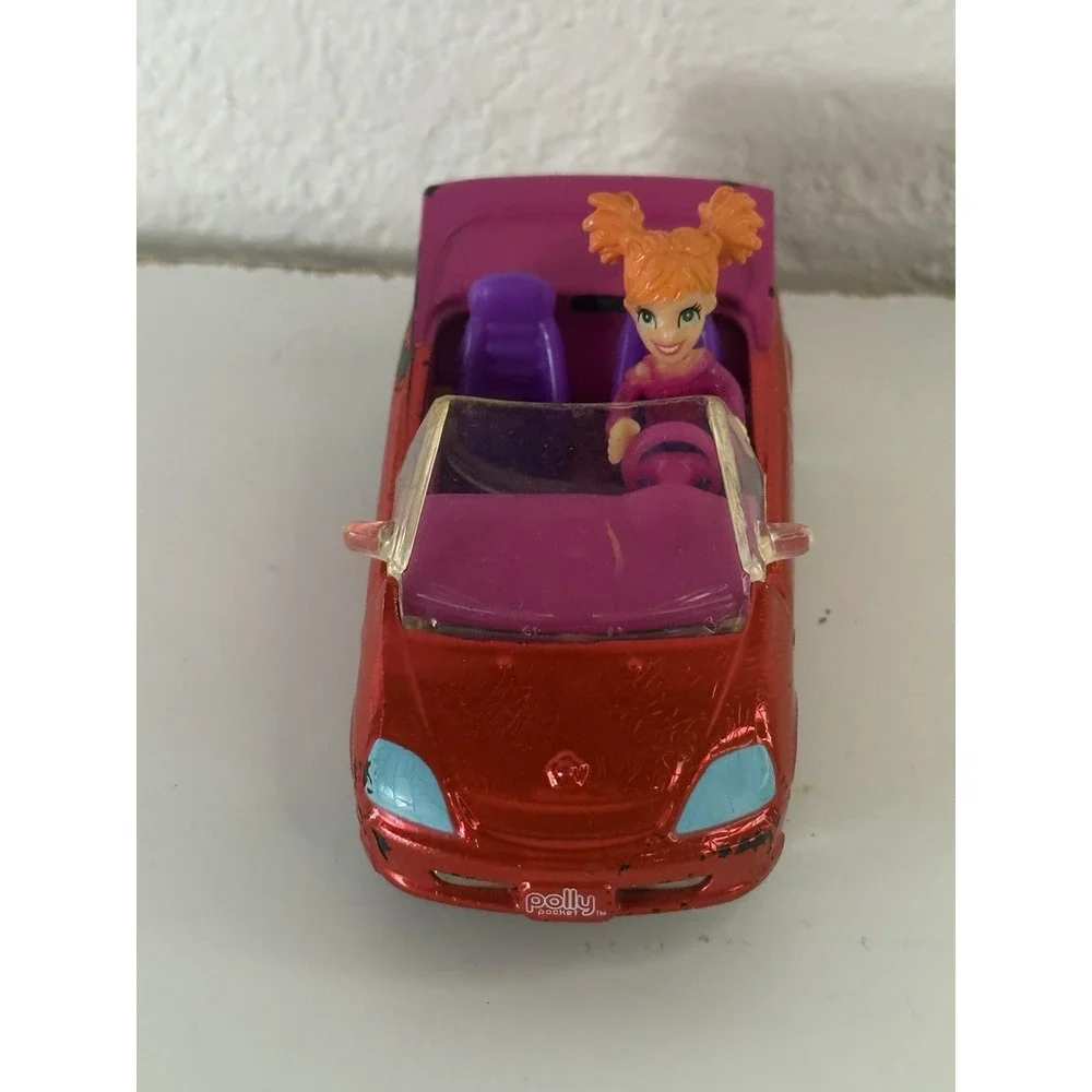 Polly Pocket Red #11 2007 Convertible Die Cast Vehicle with Driver Figure